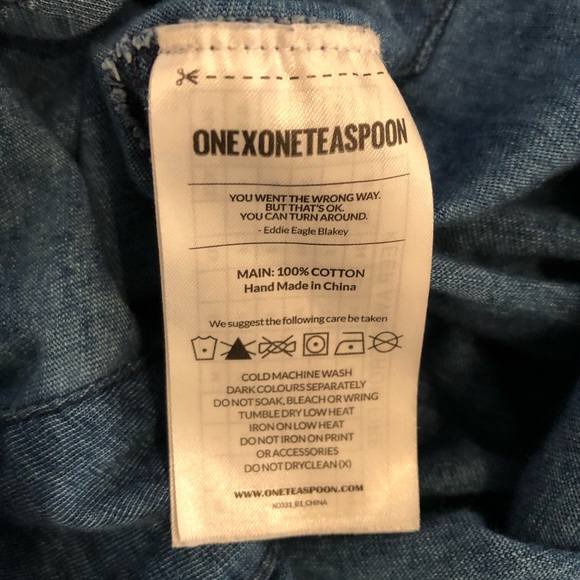 One X Oneteaspoon Blue Cotton Drifter Throwover Sleeveless Tank Midi Dress - Picture 10 of 10